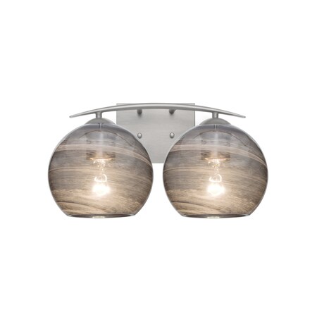 Besa Lighting Jilly Vanity, Vapor Smoke, Satin Nickel Finish, 2x60W Incandescent 2WC-JILLYSM-SN